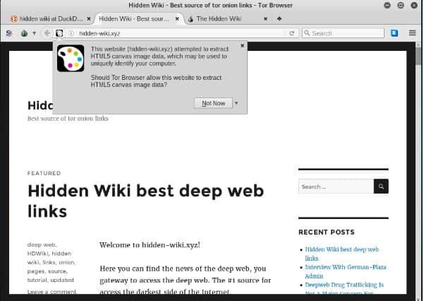 Pantalla de falsa hidden wiki