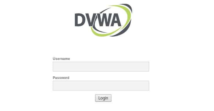 Pantalla de login de DVWA