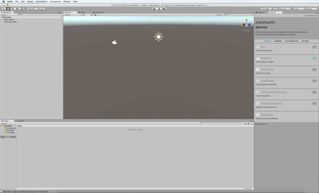 IDE de Unity por defecto.