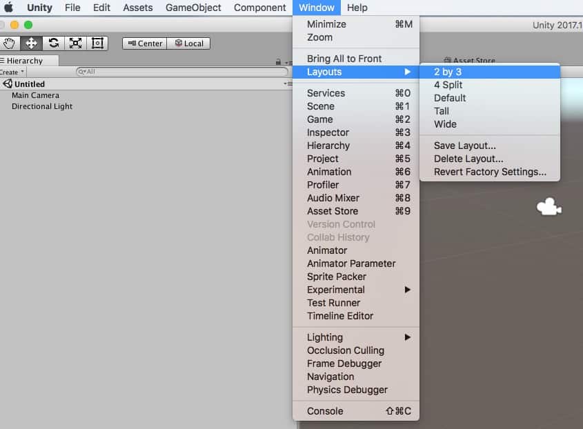 Cambiando el layout en unity desde el menu window