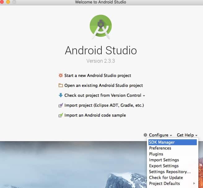 Escogemos SDK Manager.