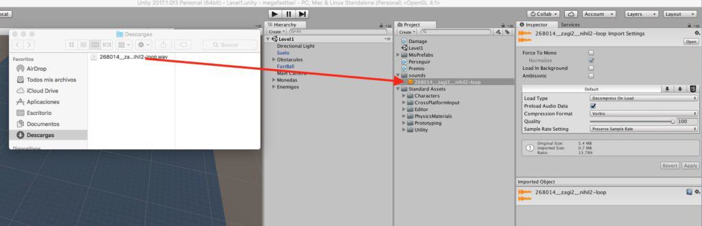 Fichero de sonido en Unity.